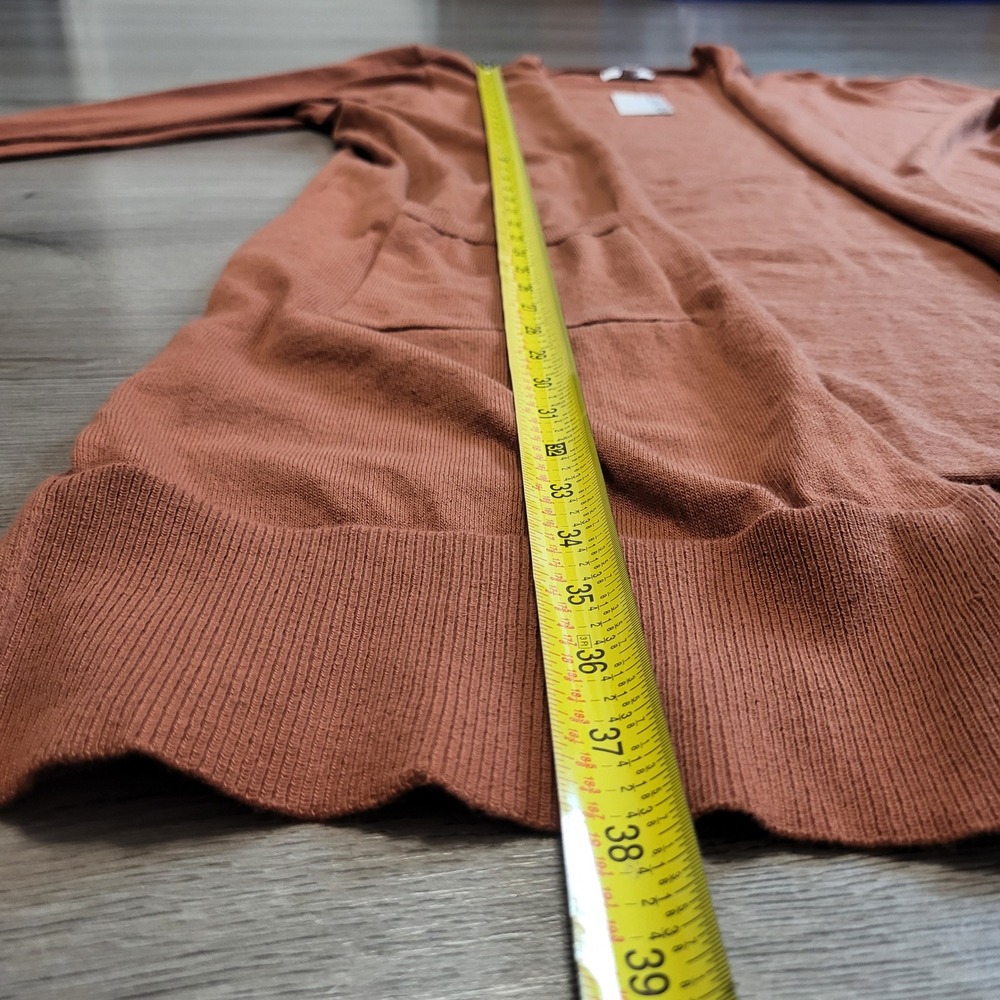 Nine West Womens Longline Open Front Cardigan Rust Brown Knit Sweater Large NEW - Picture 7 of 8